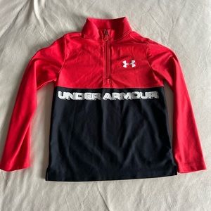 Under Armour YXS red and black half zip pullover